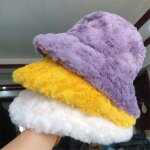 Chapeau seau en fausse fourrure pour femme, casquette de pcheur a la mode, doux et dcontract, panama, ...