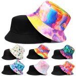 Chapeau seau imprim unisexe blanc noir, casquette de pcheur rversible, protection solaire d't pour ...