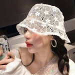 Chapeau de soleil en dentelle souple a fleurs, a large bord, souple, pour l't, style pcheur, dcontract ...