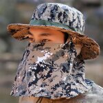 Chapeau de soleil d't avec corde coupe vent pour homme, camouflage, protection solaire, pour pcheur, ...