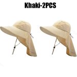 Chapeau de soleil d't a grand bord pour hommes, avec protection du cou, chapeau de pche en plein air, ...