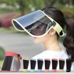 Chapeau de soleil d'�t� pour femmes, visi�re anti - uv a large bord, protection uv r�glable, bouclier ...