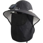 Chapeau de soleil a large bord avec ventilateur solaire, bob pour la pche et la plage en plein air, ...