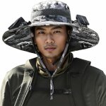 Chapeau de soleil respirant a large bord avec ventilateur solaire pour homme et femme, bob de pche avec ...