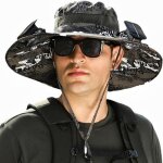 Chapeau de soleil respirant a large bord avec ventilateur solaire pour homme et femme, bob de pche avec ...