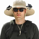 Chapeau de soleil respirant a large bord avec ventilateur solaire pour homme et femme, bob de pche avec ...