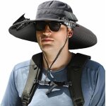 Chapeau de soleil respirant a large bord avec ventilateur solaire pour homme et femme, bob de pche avec ...