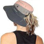 Chapeau de soleil pliable anti - uv pour femme, chapeau de pêche a large bord en maille avec trou pour ... Chapeau de soleil pliable anti - uv pour femme, chapeau de pêche a large bord en maille avec trou pour ...