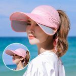Chapeau de soleil rtractable d't, chapeau de cyclisme en plein air a grand bord pour femme, dcontract ...