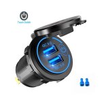 Chargeur etanche double usb pour voiture, prise de courant, charge rapide 3. 0 , qc3. 0, abs, avec interrupteu ...
