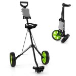Chariot de golf pliable costway - 2 roues en eva - emplacements pour 4 tees 4 balls - tableau de score ...