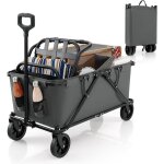 Chariot de plage pliable a roulettes, avec guidon réglable, porte - bouteilles et poche de rangement, ... Chariot de plage pliable a roulettes, avec guidon réglable, porte - bouteilles et poche de rangement, ...