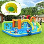 Ch�teau gonflable parc aquatique enfants avec soufflerie trampoline toboggan mur de lancer mur descalade ...