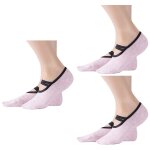 Chaussettes de yoga, 3 paires de chaussettes de pilates antid�rapantes avec sangles de ballet et poign�es ...