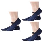 Chaussettes de yoga, 3 paires de chaussettes de pilates antid�rapantes avec sangles de ballet et poign�es ...