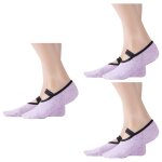 Chaussettes de yoga, 3 paires de chaussettes de pilates antid�rapantes avec sangles de ballet et poign�es ...