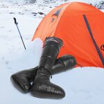 Chaussons d'hiver en duvet chauds, doux, coupe - vent, longs pantoufles de couchage avec cordon de serrage ...