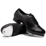 Chaussures de danse en cuir unisexes ? semelle fendue, chaussures de jazz ? lacets, confortables, noires ...
