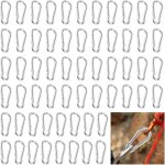 Checarzhn - - no1 - lot de 60 mousquetons galvanis inox, 6x60mm, pour porte - cls camping