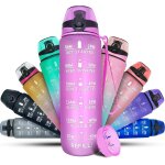 Checarzhn - - no1 - bouteille d'eau de sport de 1 l avec marqueur de temps motivant, passe au lave - ... Checarzhn - - no1 - bouteille d'eau de sport de 1 l avec marqueur de temps motivant, passe au lave - ...
