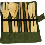 Checarzhn - - no1 - couverts de voyage en bambou avec etui pour 2 personnes, couverts de camping durables ...