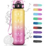 Checarzhn - - no1 - gourde, bouteille d'eau 1l, gourde sport avec filtre, gourde motivation avec marqueur ...