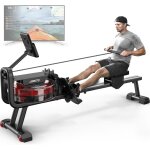 Checarzhn - - no1 - rameur musculation, rameur d'appartement a eau avec connexion bluetooth, rangement ...