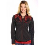 Chemise femme country noir - law of the panhandle - chemisier western broderies - panhandle