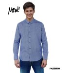 Chemise homme - france denim - manches longues - motif mosa�que - 100% coton