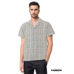 Chemise homme - frilivin - manches courtes - 100% polyester - carreaux - couleur blanche