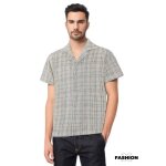 Chemise homme - frilivin - manches courtes - carreaux - 100% polyester - blanc