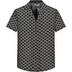 Chemise homme - frilivin - manches courtes - noir - coupe ajust�e - tendance motifs