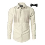 Chemise homme de smoking a manches longues el�gante pliss�e beige taille l pour soir�e c�r�monie mariage ...