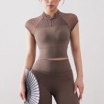 Chemise de sport professionnelle a manches courtes pour femmes en tissu respirant de style national avec ...