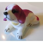 Chien de plage arriere de voiture blanc violet rose collector