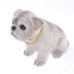 Chien de plage arriere de voiture bulldog gris collector
