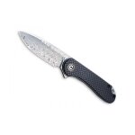 Civivi c907ds couteau lame 7, 6 cm acier damas industriel inox manche 10 cm acier inox gris, plaq. g10 ...
