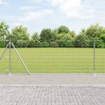 Clture de champ vidaxl 1x25 m acier galvanis, piquets de clture vidaxl avec plaques de base 13 pcs ...