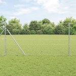 Clture hexagonale vidaxl 1, 4 x 10 m en acier galvanis, poteaux de clture vidaxl 7 pcs Ø32 mm 190 ...