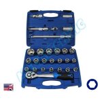 Coffret de 27 pi�ces avec douilles, rallonges, cliquet - tailles en pouces