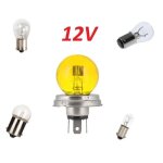 Coffret ampoule 12v jaune voiture moto ancienne : p45t r2 + 21 / 5w bay15d + 21w ba15s + 4w ba9s + 5w ...