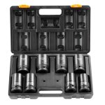 Coffret douilles a chocs profondes 1 po mtrique 27 - 41mm - vevor - kit pour cl a cliquet 8pcs - pour ...