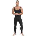 Combinaison athltique raye a col carr pour hommes, costume de batterie de yoga, barboteuse, fibrleotard ...