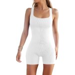 Combinaison courte moulante pour femme - pour le yoga et l'entraînement - débardeur côtelé - bodycon ... Combinaison courte moulante pour femme - pour le yoga et l'entraînement - débardeur côtelé - bodycon ...