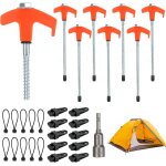 Complete camping tent accessories kit - 10 ball bungee cords, 10 tarp clips, 8 vvsser tent pegs, 1 hex ...