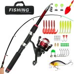 Complete fishing kit for kids ages 3 - 10 with reel lures and carry bag 5ft