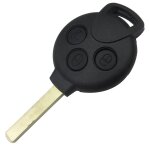 Coque cle pour smart fortwo 451 coupe cabriolet 2007 - 2014 - 3 boutons - plip telecommande avec lame ...