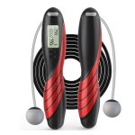 Corde a sauter r�glable avec compteur num�rique, avec poign�e pond�r�e, pour exercices d'int�rieur et ...
