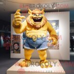 Costume de mascotte redbrokoly de raquette de tennis cr�me habill� d une jupe trap�ze et d epingles a ...