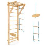 Costway 4 en 1 espalier en bois avec 9 barres pour exercicer a domicile, 80 x 60 x 220 cm, charge 100 ...